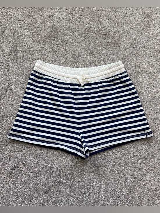 J. Crew Pants - J. Crew Women’s Medium Striped Mariner Jersey Shorts Navy Blue White Drawstring